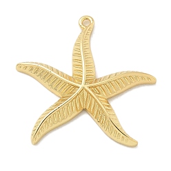 Настоящее золото 18K Стойки обшивки латунные подвески, долговечный, без свинца и без кадмия, прелести морская звезда, реальный 18 k позолоченный, 24x24.5x4 мм, отверстие : 1.5 мм