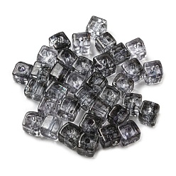 Серый 500прозрачные стеклянные бусины с кракле, кубические, серые, 6.5x6.5x6 мм, отверстие : 1.8 мм