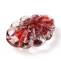 (123L) Белый крем непрозрачный блеск Светящиеся бусины лэмпворк из золота и песка ручной работы, светится в темноте, цветок, огнеупорный кирпич, 26~29.5x22.5~26x10.5~11.5 мм, отверстие : 1.4~2 мм