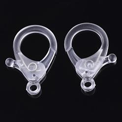Clear Plastic Lobster Claw Clasps, Clear, 35x24.5x6mm, Hole: 3mm
