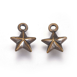 Antique Bronze CCB Plastic Charms, Star, Antique Bronze, 15x11.5x5mm, Hole: 2mm