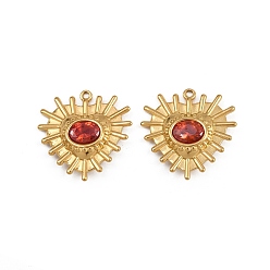 Настоящее золото 18K 304 из нержавеющей стали стеклянные подвески, сердце, ионное покрытие (ip), реальный 18 k позолоченный, 26.5x25.5x5.5 мм, отверстие : 1.6 мм