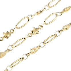 Золотой Ионное покрытие (ip) 304 звено цепи из нержавеющей стали, пайки, золотые, звезды: 10x4.5x1.8 mm