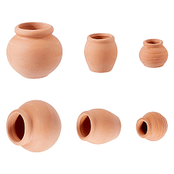 Темный Лосось 6шт. 3 стили миниатюрных керамических горшочков, изготовленных из имитации глины, темный лосось, 18.5~36x16.5~32.5 мм, 2 шт / стиль