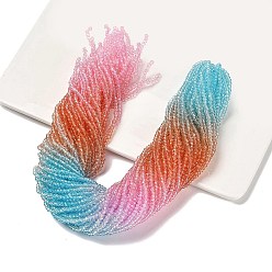 Разноцветный Прозрачные окрашенные стеклянные бусины, граненые, рондель, красочный, 2.6x2.5 мм, отверстие : 0.5 мм, около 135~140 шт / нитка, 26~27 см