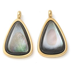 Треугольник Ионное покрытие (ip) 304 нержавеющая сталь с подвесками в виде ракушек, ручная полировка, треугольные, треугольные, 17.5x10.5x3.5 мм, отверстие : 1.8 мм