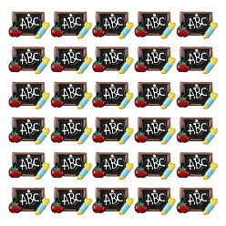 Разноцветный 30подвески из непрозрачной смолы, прелести доски с карандашом и яблоком, ко дню учителя, красочный, 21x27.5x5 мм, отверстие : 1.8 мм