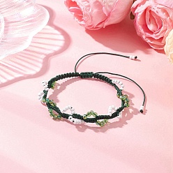 Зеленый Стеклянные бусины плетеные браслеты из бисера для женщин, зелёные, внутренний диаметр: 1-3/4~3-1/2 дюйм (4.4~8.95 см)