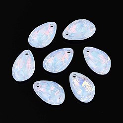 (7BDF) Прозрачный морозный бирюзовый 112 брелоки из гальванического стекла, слеза, граненые, призрачный белый, 18x11.5x5.5 мм, отверстие : 1.8 мм