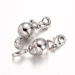 Платина Конвертер экологически чистых круглых латунных магнитных застежек, с карабин-лобстерами , без свинца и без никеля , платина, 15x10 мм