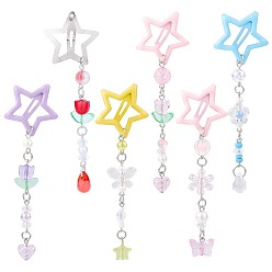 (52) Непрозрачная лаванда 6 шт. 6 цветные железные и пластиковые заколки-кнопки для волос в форме звезды, аксессуары для волос для девочек, разноцветные, 111 мм, 1 шт / цвет