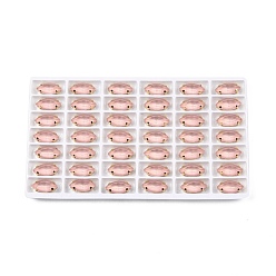 Светло-Персиковый Aurora(jm) пришиваем горный хрусталь, граненый стеклянный горный хрусталь, многожильных ссылки, с латунной оправой золотистого цвета, лошадиный глаз , светлый персик, 15x7x5 мм, отверстие : 1 мм