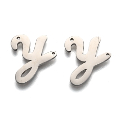 Letter Y Не тускнеют 304 соединители из нержавеющей стали, буквы, для изготовления именных ожерелий, letter.y, 16.5x14x1.5 мм, отверстие : 0.9 мм