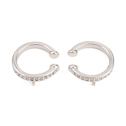 Платина Фурнитура ушных манжет из латуни с микропаве из прозрачного кубического циркония, с петлей, без кадмия и без свинца, долговечный, стойки покрытие, платина, 14.5x14x2.5~4.5 мм, отверстие : 1.2 мм