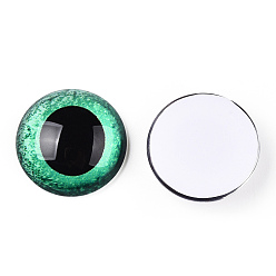 Aquamarin Glas cabochons, halbrund mit Auge, Aquamarin, 20x6.5 mm