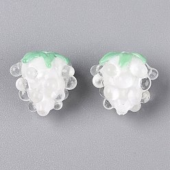 White Handmade Lampwork Beads, Raspberry, White, 14.5~16.5x12.5~17.5x12.5~17.5mm, Hole: 1~1.8mm