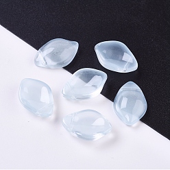 Light Blue Imitation Jade Glass Pendants, Petal, Light Blue, 19x13x4.5mm, Hole: 1mm