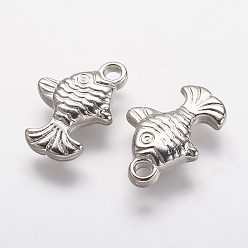 Platinum CCB Plastic Fish  Pendants, Platinum, 20x14x4mm, Hole: 2mm