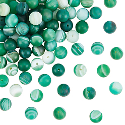 Banded Agate 2 Strands Natural Striped Agate/Banded Agate Bead Strands, Round, Grade A, Frosted, Dyed & Heated, 8mm, Hole: 1mm, about 47pcs/strand, 15''(38.1cm)