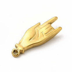 Золотой 304 подвески из нержавеющей стали, рука/жест для любовных чар, золотые, 20x6.5x3 мм, отверстие : 1.4 мм