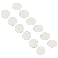 Stainless Steel Color 304 Stainless Steel Stamping Blank Tag Pendants, Flat Round, Stainless Steel Color, 30x1mm, Hole: 2mm, 30pcs/box