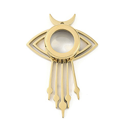 Настоящее золото 18K Ионное покрытие (IP) 304 медальон из нержавеющей стали, большие подвески, со стеклом, очарование глаз, реальный 18 k позолоченный, 57.5x39.5x11 мм, отверстие : 2.2 мм