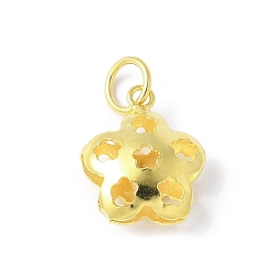 Золотой 925 подвески в виде полых цветов из стерлингового серебра, с прыжковых колец, золотые, 12.5x10.5x5.5 мм, отверстие : 3.5 мм