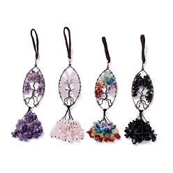 Смешанные камни Натуральный смешанный камень большой кулон украшения, с латунной фурнитурой , конский глаз с рисунком древа жизни, без кадмия и без свинца, 192 мм