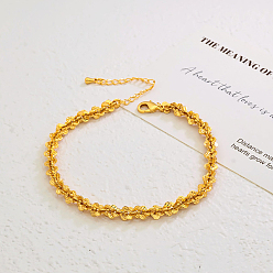 Настоящее золото 18K Винтажные женские браслеты на лодыжку с латунной цепочкой в форме цветка, реальный 3 k позолоченный, 18 дюйм (8-5/8 мм)