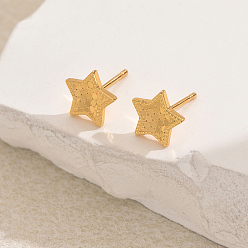 Звезда Латунь серьги, реальный 18 k позолоченный, звезда, 10 мм