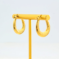 Настоящее золото 18K Винтажные латунные овальные серьги-кольца, реальный 18 k позолоченный, 23x18 мм