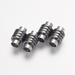 Черный Цвет Металла 304 магнитные застежки из нержавеющей стали с клеевыми концами, колонка, металлический черный , 16x10 мм, отверстие : 6 мм