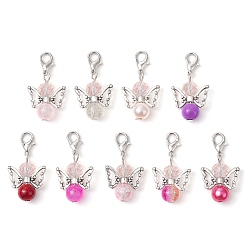 Камелия Ангел стеклянный кулон украшение, Застежки-когти из сплава омара, подвески для украшений сумок, камелия, 33 мм