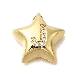 Letter J Стойка металлическая латунная микропрофилированная кубическая циркония подвески, долговечный, без кадмия и без свинца, буквы, реальный 18 k позолоченный, буква J, 15.5x16.5x5.5 мм, отверстие : 3 мм