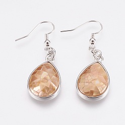 Перу Оболочки болтаться серьги, с латунной фурнитурой платинового цвета, слеза, Перу, 47 мм, штифты : 0.7 мм