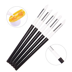 Black Silicone Nail Art Sculpture Pen Brushes, Soft Silicone Carving Craft Polish, Dotting Tools, Black, 180x9.5mm, 5pcs/set