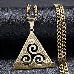 Золотой 201 ожерелья из нержавеющей стали с подвеской в виде викинга трискелион для женщин и мужчин, золотые, 19.76 дюйм (50.2 см)
