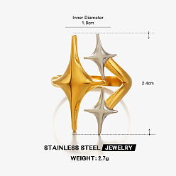 Звезда 304 открытые кольца манжеты из нержавеющей стали, золотые и нержавеющая сталь цвет, звезда, 18 мм