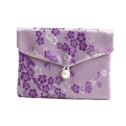 чертополох Мешочки для хранения ювелирных изделий с тканевой вышивкой и цветами, сумки-конверты, для браслетов, , прямоугольные, чертополох, 10x12 см