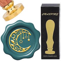 Луна Латунная восковая печать с деревянной ручкой, для diy scrapbooking, луна, 25 мм