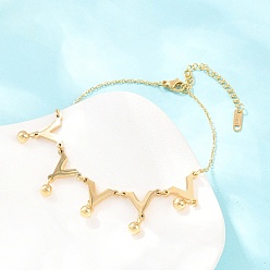 Золотой 304 Браслеты на лодыжку из нержавеющей стали, Браслеты на лодыжку с кабельной цепочкой для женщин, зигзаг и мяч, ионное покрытие (ip), долговечный, золотые, 11.14 дюйм (28.3 см)