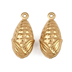 Настоящее золото 18K 304 подвески из нержавеющей стали, Кукурузные прелести, ионное покрытие (ip), реальный 18 k позолоченный, 19x9x6 мм, отверстие : 1 мм