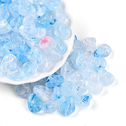 Светло-Голубой Прозрачные акриловые бусины, самородки, два тона, Небесно-голубой, 16.5x13x10 мм, отверстие : 1.6 мм, Около 462 шт / 500 г