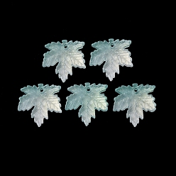 Бледно-бирюзовый Подвесной светильник из двухцветного прозрачного стекла, кленового листа, с блеском порошок, бледные бирюзовая, 16x16x4 мм, отверстие : 1.2 мм