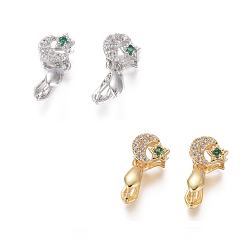 (52) Непрозрачная лаванда Латунь микро проложить кубический цирконий, долговечный, луна, разноцветные, Луна: 6x7.5x5 мм, отверстие: 2.5x3 мм, щепотку поручителей: 7.5x3 мм, штифт: 2 мм