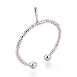 Платина Настройки колец для чашек из латуни, регулируемые настройки колец для полупросверленных бусин, без кадмия, без никеля и без свинца, платина, 3 мм, регулируемый, штифты : 0.8~1 мм