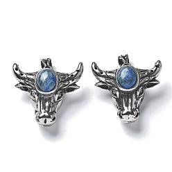 Ляпис-Лазурь Натуральный кулон из лазурита, с латунной фурнитурой , без свинца и без кадмия, крупный рогатый скот, 27.5x30.5x15.5 мм, отверстие : 5.5x4.5 мм