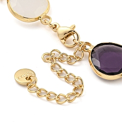 Teardrop Glass Necklace, Multi Color Brass Link Necklaces, Teardrop, 15.75 inch(400mm)