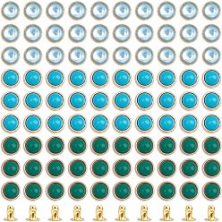 Mixed Color 90 Sets 3 Colors Plastic Rivets, with Iron Finding, for DIY Leathercraft, Flat Round, Mixed Color, 8x6mm, Hole: 2.5mm, 30 sets/color