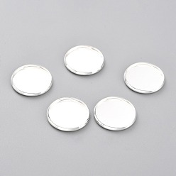 Серебро 304 Настройки нержавеющей стали кабошон, чашки безель с краями, плоско-круглые, серебряные, 18x2 мм лоток: 16 мм